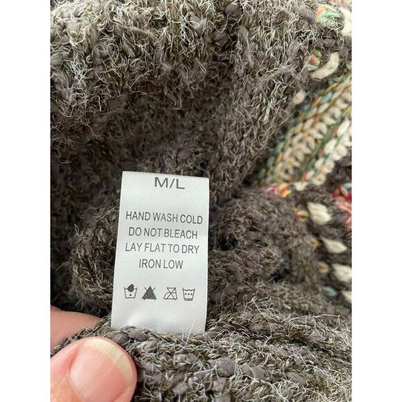 Adora Womens Aztec Boho Western chunky Knit Cardigan Sweater Fringe Hem M/L - Picture 11 of 11